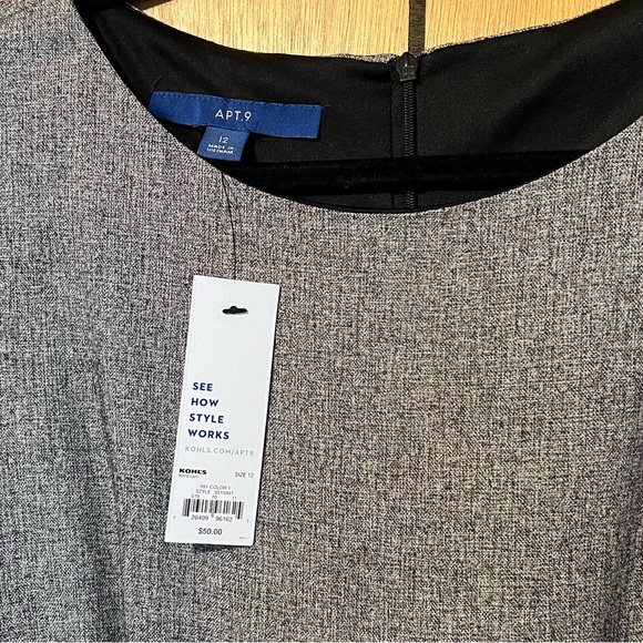 Apt. 9 Gray Sleeveless Shift Dress size 12 New With Tags - Picture 2 of 3